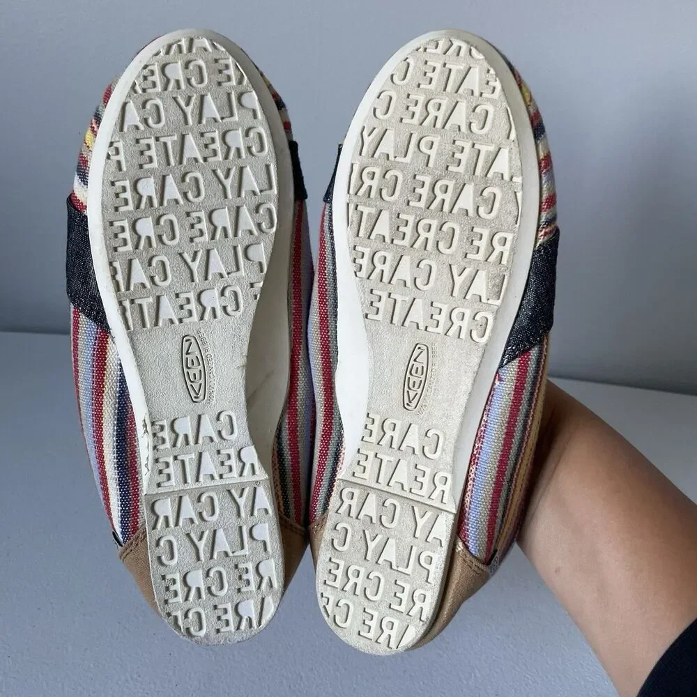 KEEN Cortona Boho Striped Canvas Ballet Flats Shoes Slip On Comfort Size 8